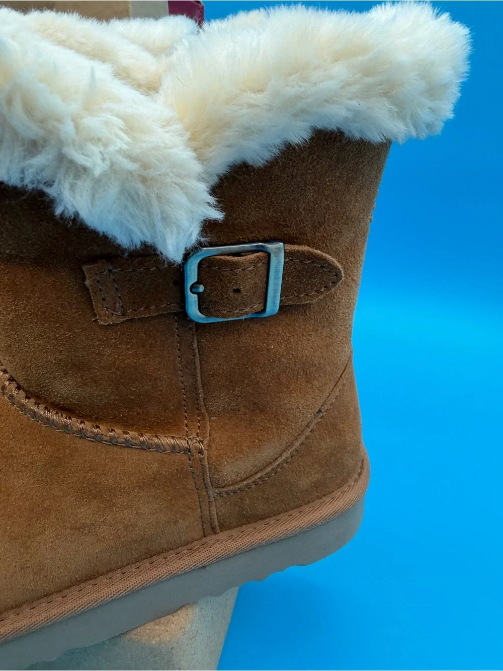 Style & Co. womens 6 Brown Suede Winter Boots with Cream Fur Trim